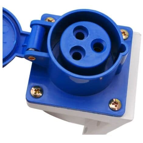Industrial Socket 16 Amp 3-Pin 220-250V Waterproof IP44 2P + E 3-Phase 16A Suitable for RVs, Caravans, Camper Vans White