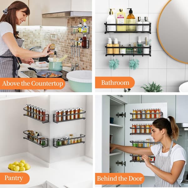 Pieces Spice Rack for Kitchen, Metal Spice Rack for Wall without Drilling, Perfect for Kitchen Storage and Organization