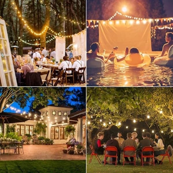 15M Outdoor String Lights - 25 G40 Plastic LED Bulbs, IP45 Waterproof for Garden & Patio