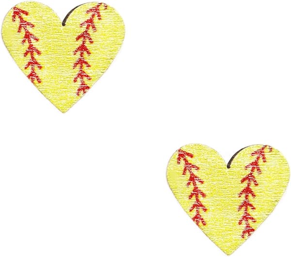 2 par fotballhjerte øredobber Softball Softball