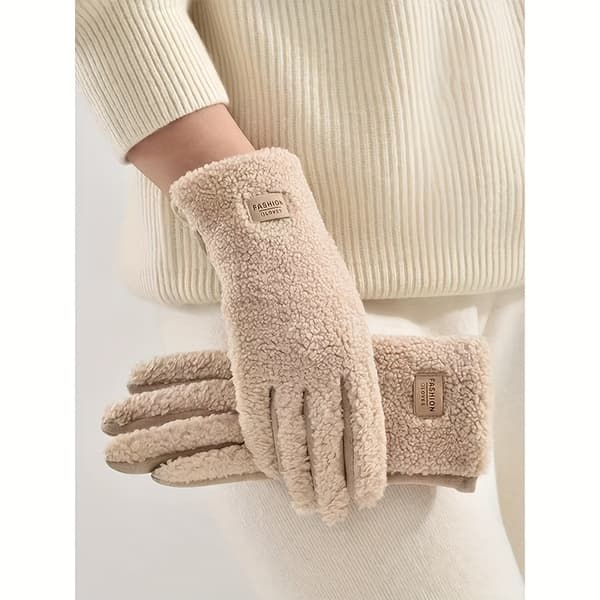1 par, Teddy Faux touchskærmshandsker til kvinder, Termiske efterårs-/vinterhandsker, Fingerløse handsker, Damehandsker, Dame [DB] Blue