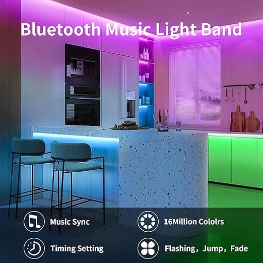 30 m LED Strip Lights Music Sync RGB Bluetooth Color Changing Flexible LED Strip Lights, with App and Remote Control
