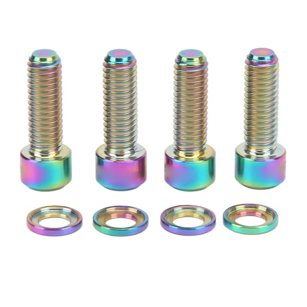 4 Set Disc Brake Screw Washers Set M6 18mm Stable Connection Rustproof Lightweight Ti Alloy Disc Brake Fixing Screw Set Colorful