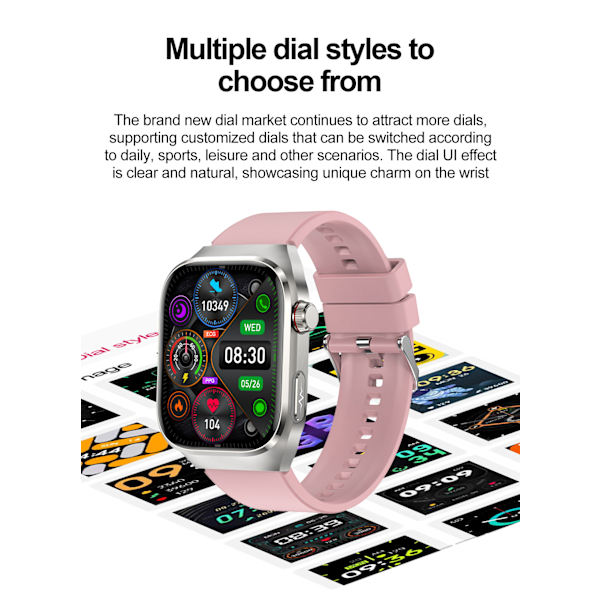 Smartwatch med EKG, puls, blodtryk, søvn, skridttæller Grå