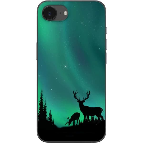 Kompatibelt mobildeksel til Apple iPhone 17e Hjort i silhuett under nordlys