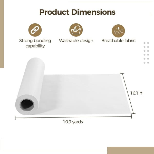 Non-woven fusible interlining, 50 cm * 10 m lightweight clothing interlining, white single-sided fabric sewing interlining, DIY production