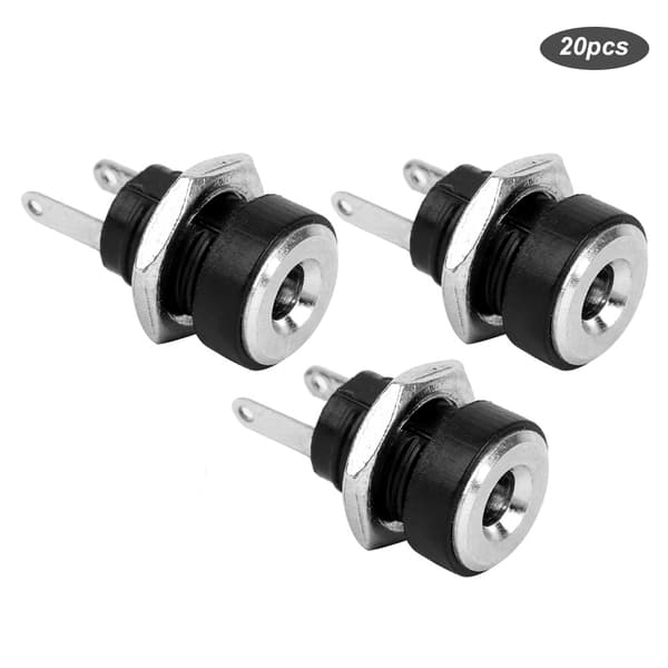 20 pcs DC 022B Power Supply Female Jack Socket Thread with Nut Copper ...