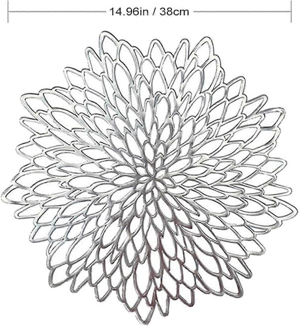 2025 Suitable 4-pack Silver Placemats, Cut-out Round Placemats, Round Plastic Placemats