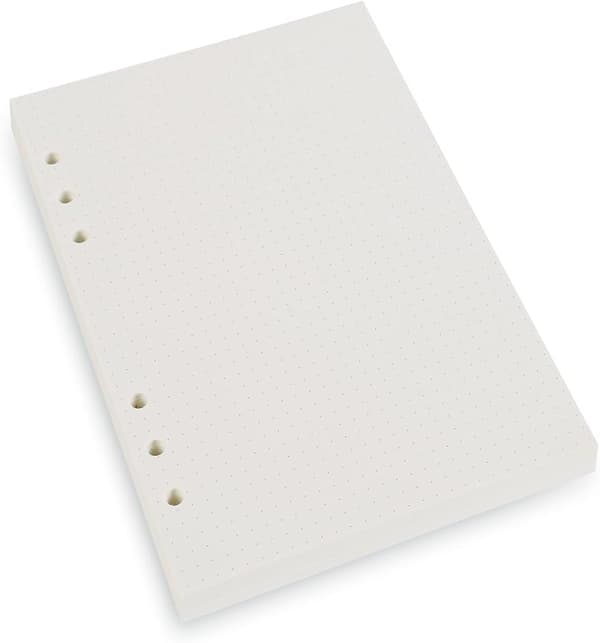 A5 6-hulls ringperm/planlegger refillpapir for Filofax, 6 hull, 45 ark/90 sider, prikket