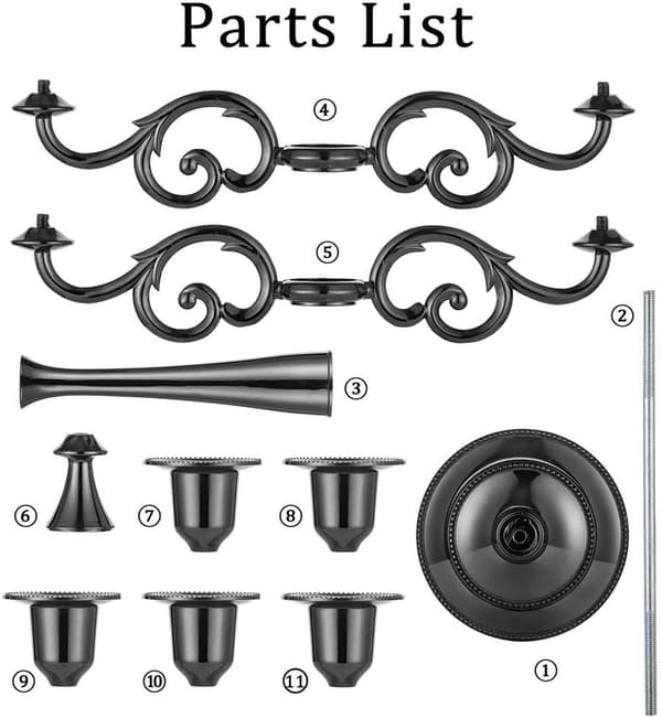 Lysestaker til bryllup – metall, sammenleggbar, slitesterk – for bad, soverom