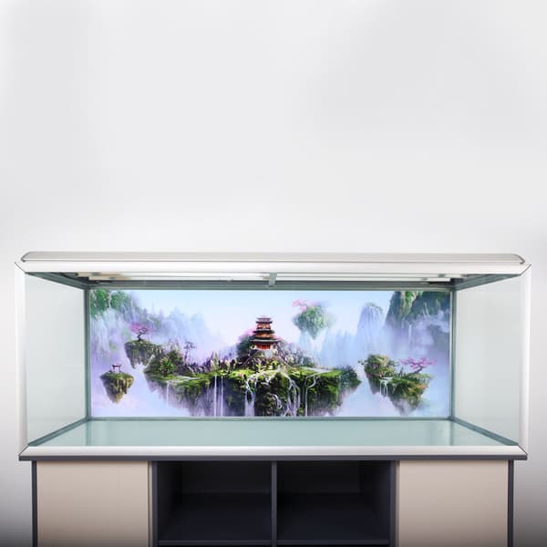 PVC Waterproof Sky Castle Aquarium Background Poster Sticker 122x50cm