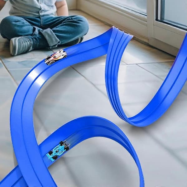 5 meter DIY Fleksibel Bilbane Racing Sett for Småbarn Innendørs Utendørs Lek Blå One Size-FD-