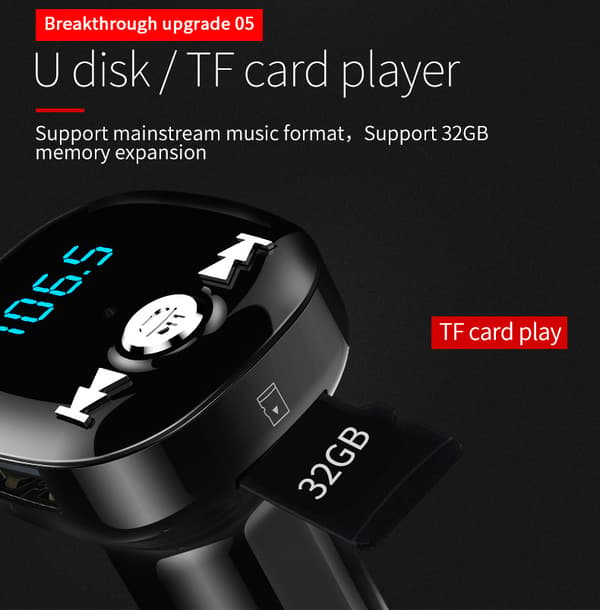 INF FM Transmitter for Car - Bluetooth Adapter with QC3.0 Car Charger