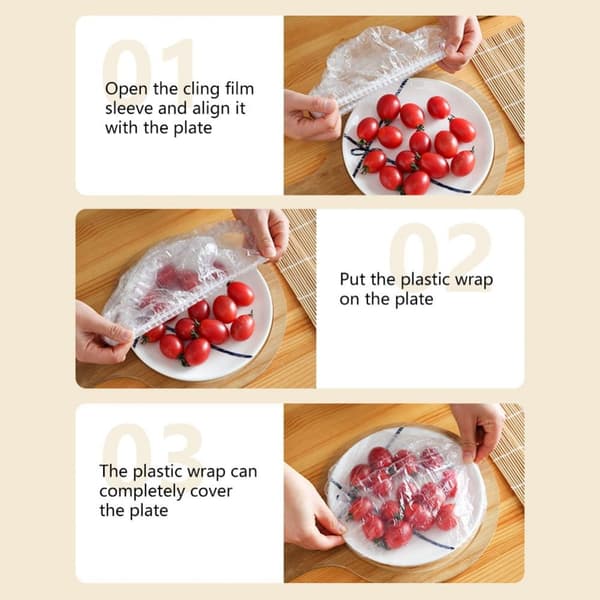 Large Reusable Elastic Bowl Covers - PE Plastic Stretch Covers for Freshness, 100 pcs