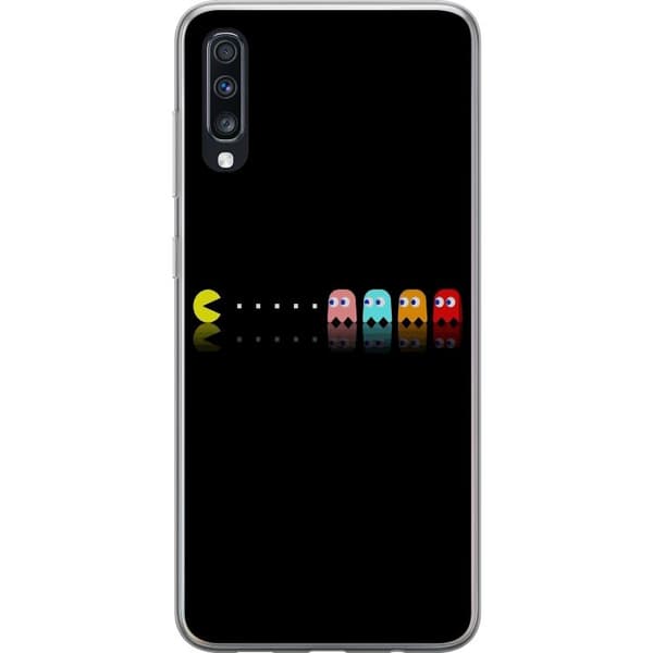 Kompatibelt mobildeksel til Samsung Galaxy A70 Retro spillkarakterer rad