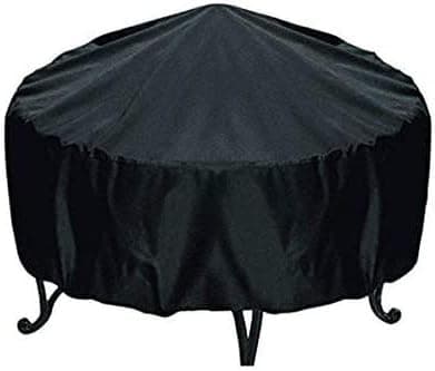 Black Round Fire Pit Cover, Waterproof, Dustproof, Protective Cover for Garden and Patio with Drawstring for Fire Pit (XXL)