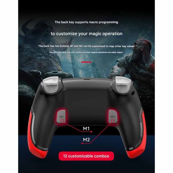 Game Elite-kontroller for PS4 Slim/Pro, dobbel vibrasjons-gamepad for PC, USB-tilkoblet gamepad, Bluetooth-joystick