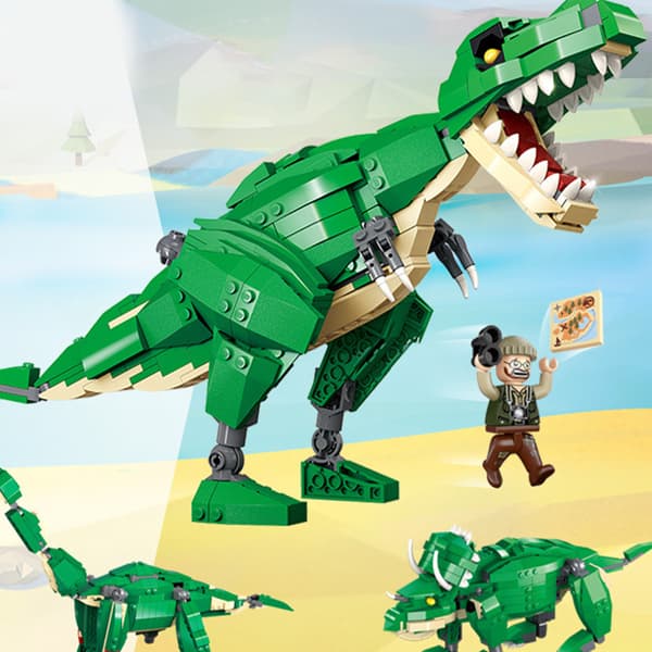 Dinosaur Building Blocks 3 in 1 Educational Plastic Construction Toy Set for Kids