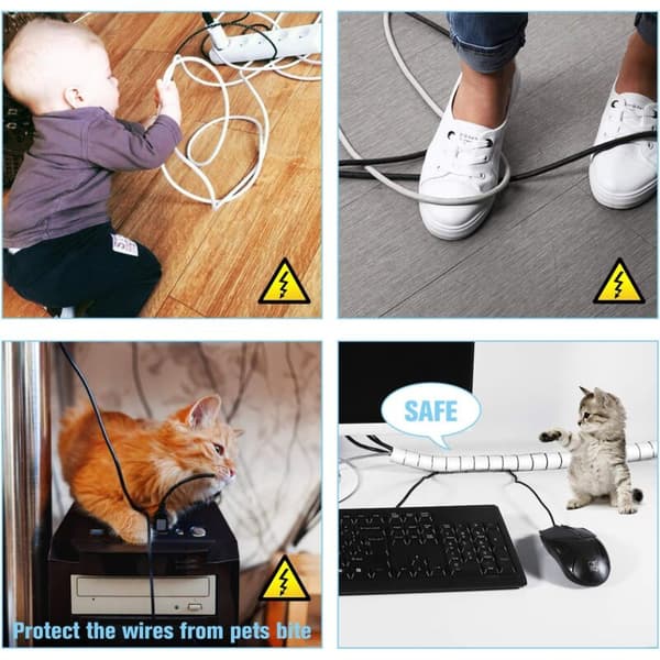Cable Protector, 2m Soft Electrical Cable Duct for Storing or Hiding PC Cables, Cable Management for Home and Desk, 2m - ∅16mm, White