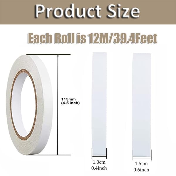 3 Rolls Double-Sided Tape, Double-Sided Clear Tape for Crafts, DIY, Scrapbooking (Width 0.99 cm/1.5 cm)