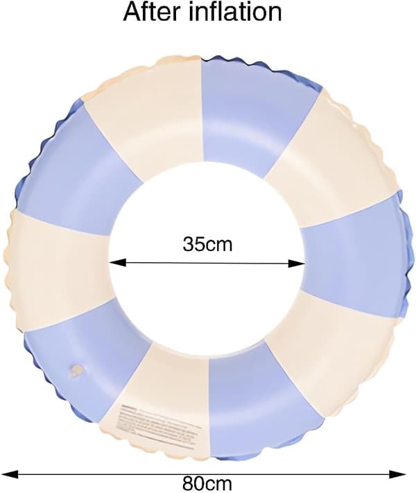 Inflatable Swim Ring for Adults, Retro Striped PVC Pool Float, Compatible with Various Brands [GPA] Blue
