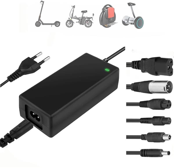 Elektrisk cykeloplader med 6 batteriopladerstik - Universaloplader 36V/42V 2A - Batterioplader - til hoverboard