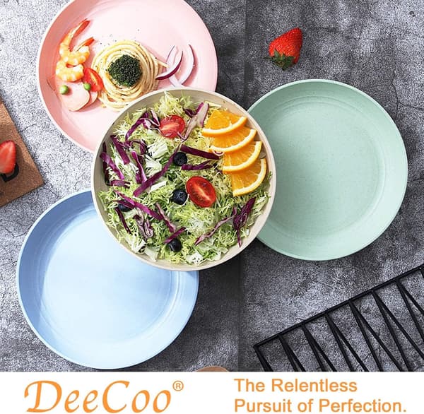 4 pcs 20 cm Deep Wheat Straw Plates - Microwave and Dishwasher Safe