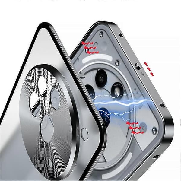 [LCS]Compatible with Nothing Phone (3a) Pro Matte Case Aluminum Alloy + PC Phone Case Pop-Up Snap Lock Silver Silver