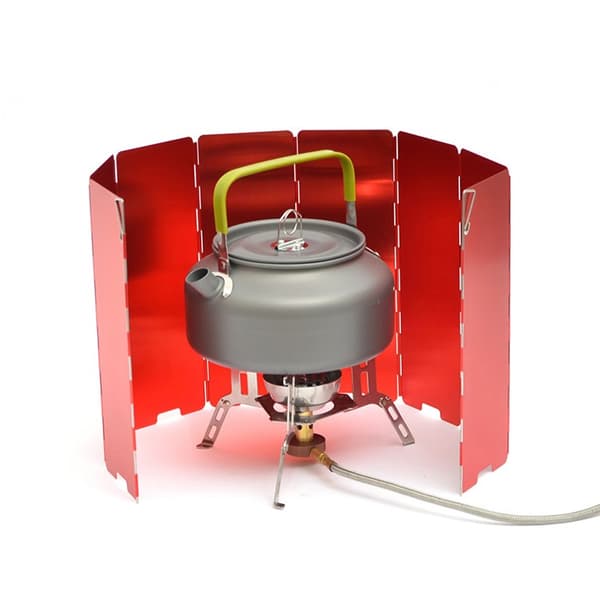 8-Plate Folding Stove Windshield Outdoor Camping Accessories Cooking Gas Windbreak (Red)