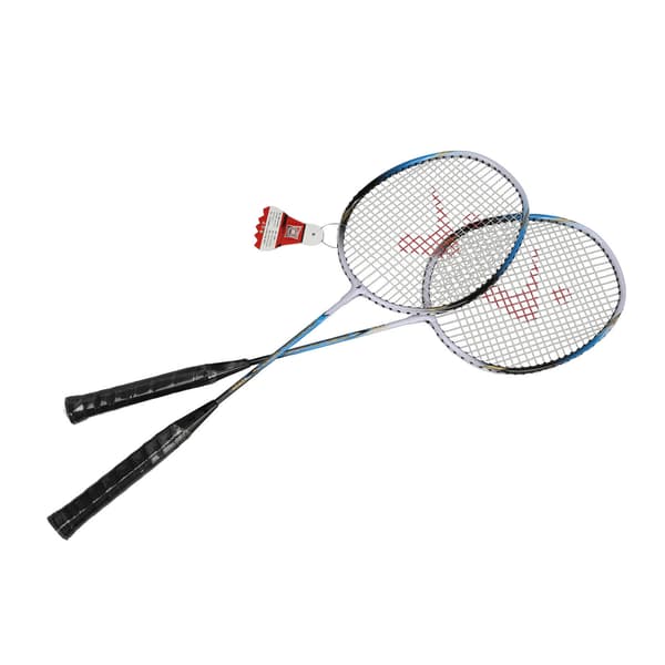 Blue Badminton Racket Set Aluminum Alloy Non-slip Comfortable Grip 1 Pair