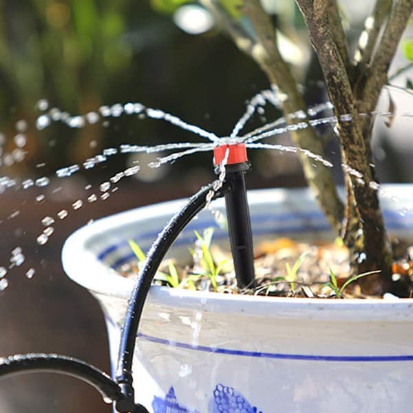 Micro Drip Irrigation Sprinkler 20-pack - Red/Black, UV-Resistant Plastic Irrigation Nozzle, 360° for Garden