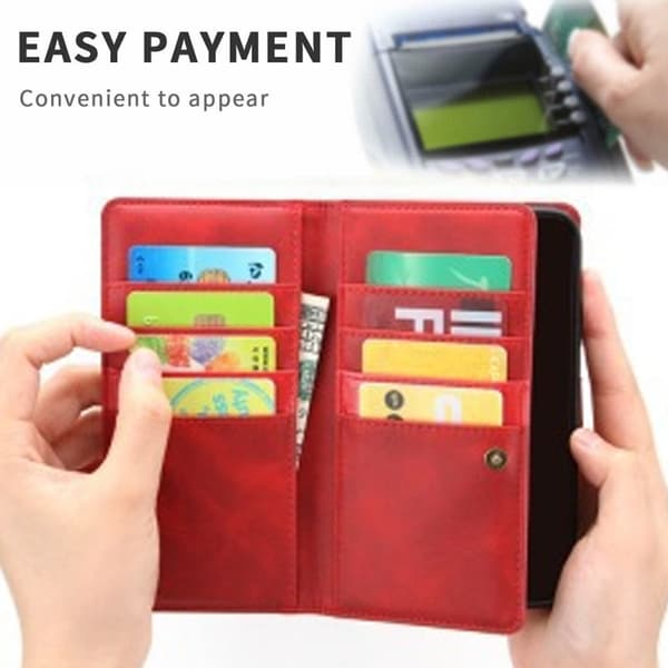 Leather Wallet Case with Multiple Compartments for iPhone 7/8/SE Red
