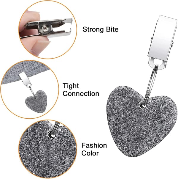 Tablecloth Weights with Clips, 6 Pcs Heart-Shaped Stone Tablecloth Weights Metal Clips