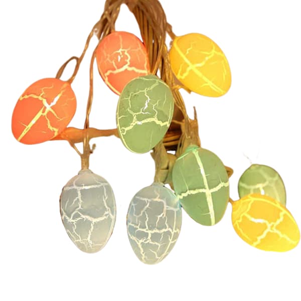 Easter Egg String Lights, Battery Operated LED String Lights with Cracked Egg Design, Waterproof Indoor Outdoor Easter Decorations, Multiple