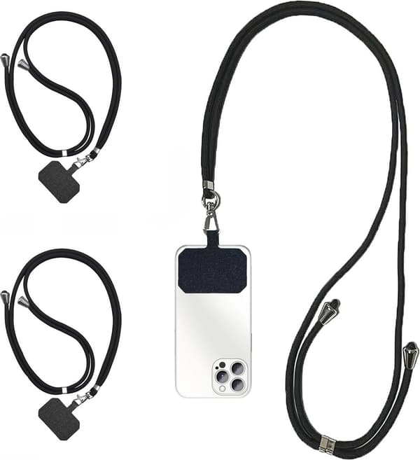 Universal Phone Cord - Chain 2 pcs Nylon Adjustable Phone Case Black Prevent Loss_yu