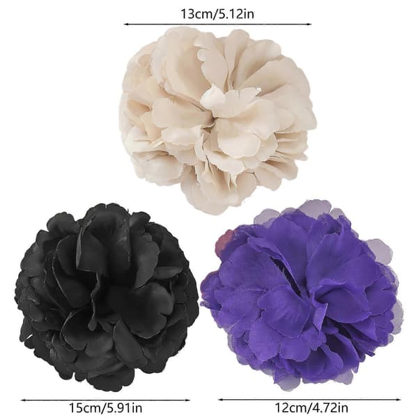 Blød stofblomst broche, elegant nål til rejser, lilla, 15 cm