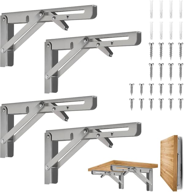 Sammenleggbare braketter 30 cm, sammenleggbare hyllebraketter, sammenleggbare veggbraketter