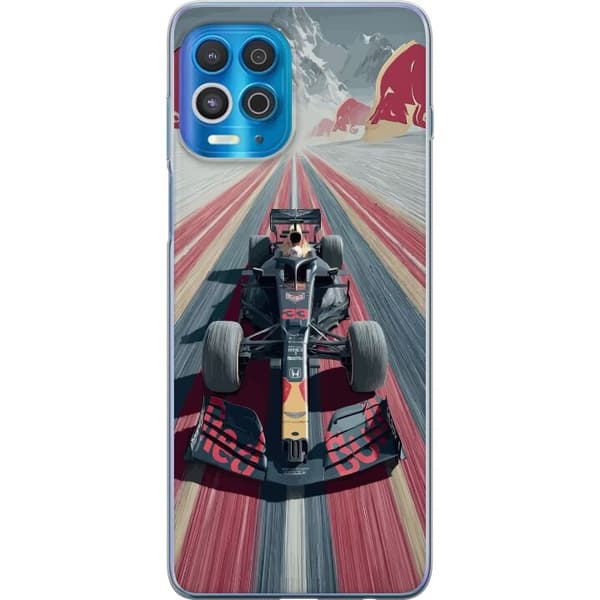 Compatible Mobile Case for Motorola Edge S Dynamic Formula Car on Fast Track through Mountain Landscape with Speedy Feeling Grey