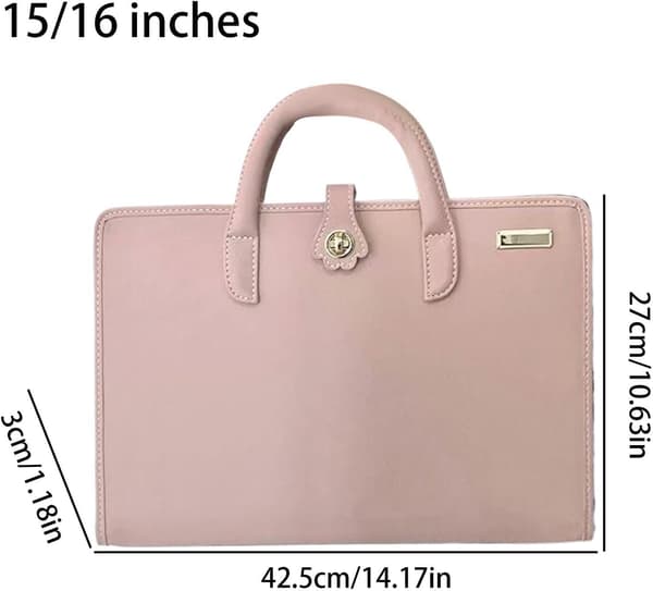 PU Laptop Cover, Pink PU Leather Waterproof Bag with Handle Durable Portable Style, for Notebook, Computer, Work, Travel, Office, School, D[DB] B