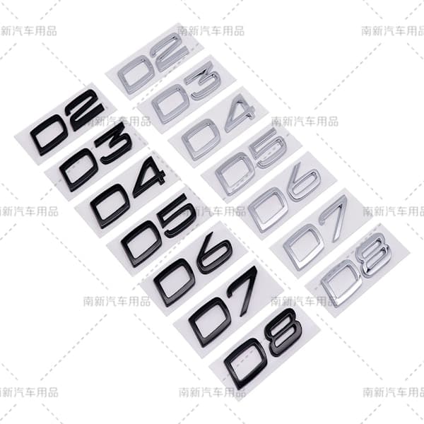 D2 D3 D4 D5 D6 D7 D8 etiket egnet til Volvo modificeret bil deplacement bageste digital engelsk D4-Sort D4-Sort