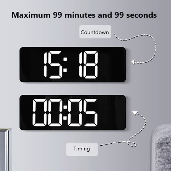 LED Digital Väggklocka Elektronisk Väggfjärrkontroll Temp Datum Vit 40 cm Vit White 16 inches