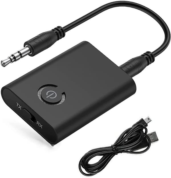 Bluetooth 5.0-adapter, trådløs bærbar 2-i-1 Bluetooth-sender og -mottaker, stereo 3,5 mm-uttak Bluetooth-lydadapter, for hodetelefoner