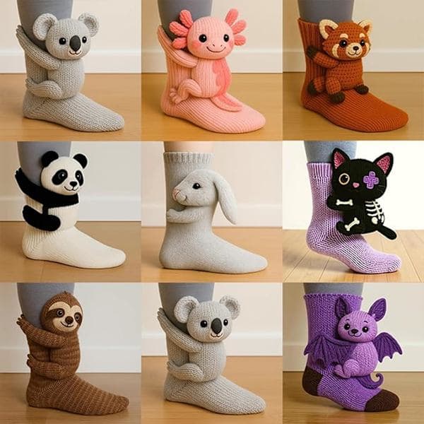 Søde Dyrestrømper, Dovendyrsgaver til Kvinder, 3D-strikkede Varme Fluffy Gulvstrømper Jul 2026 Unisex D D