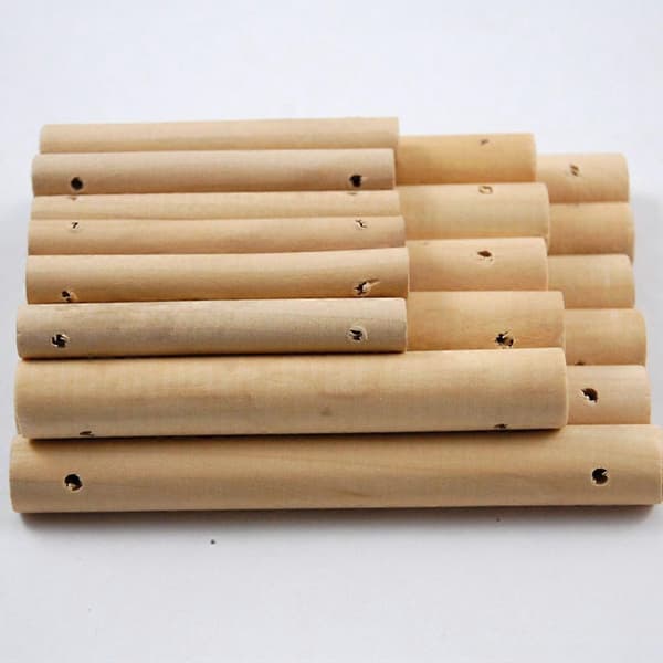 Solid Wood Dowels with 3mm Hole for DIY Pet Ladder, 25 Pcs Craft Sticks for Woodworking, Toy Building, and Model Projects