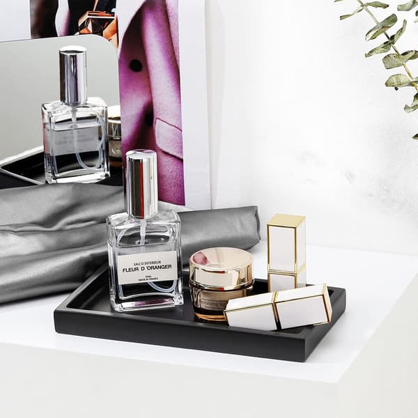 Bathroom Tray, Resin Perfume Tray Waterproof Rectangular Organizer for Bathroom Kitchen Countertop Decorative Tray with Unique Pattern