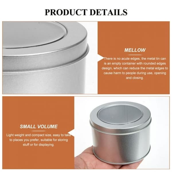Storage Container with Window Lid, Moisture Protection Container with Transparent Window Lid, Round Tin Can for Tea Coffee Candy Snacks, Sealed