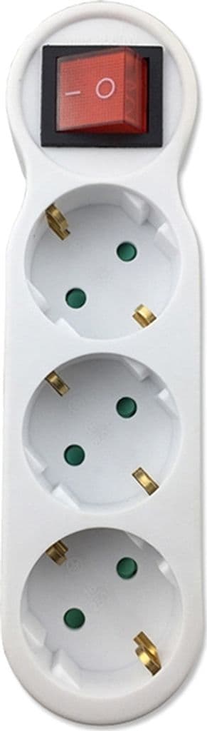 3-veis stikkontaktadapter med bryter, 3-veis rund multikontakt multiuttaksfordeler