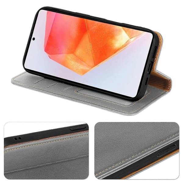 Wallet Case for Samsung Galaxy A17 5G - Magnetic Leather Flip Cover, Protective Phone Case, Durable Grey Grey