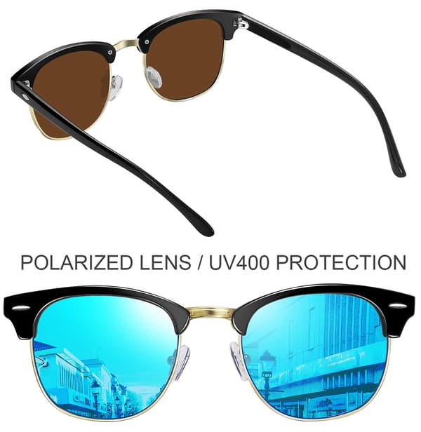 Half-Rim Polarized Sunglasses Men - UV400 Protection Retro