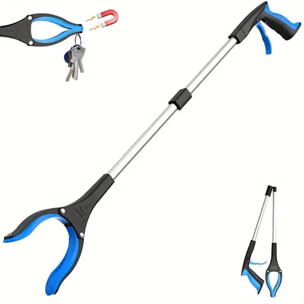 Affaldsopsamler, KY-Tech 81 cm affaldsopsamler til voksne, foldbar opsamler med magnet, hjælpende hånd til handicappede blå